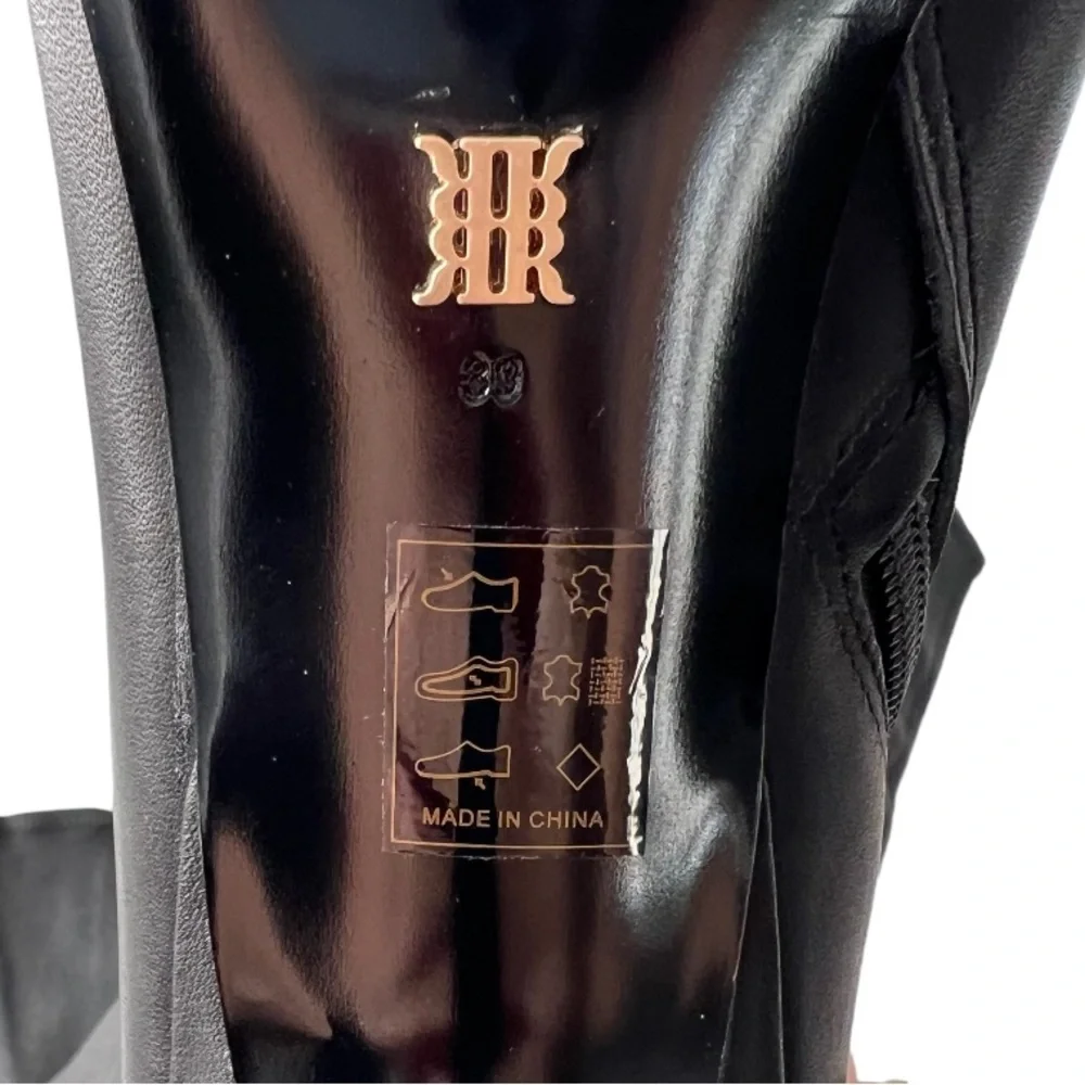 REISS Caia Over The Knee Leather Boots Black Pointed Toe Heel Women’s 8 Mob Wife